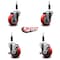 Service Caster 3.5'' Red Poly Wheel Swivel 7/8'' Expanding Stem Caster Set 2 Brakes, 4PK SCC-EX20S3514-PPUB-RED-2-TLB-2-78 - alternate 4
